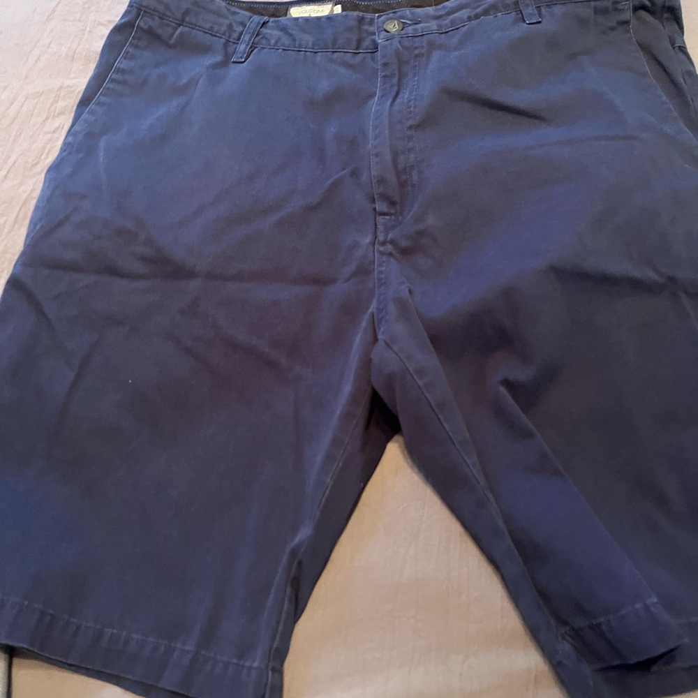 Volcom Men's Dark Blue Flat Front Shorts